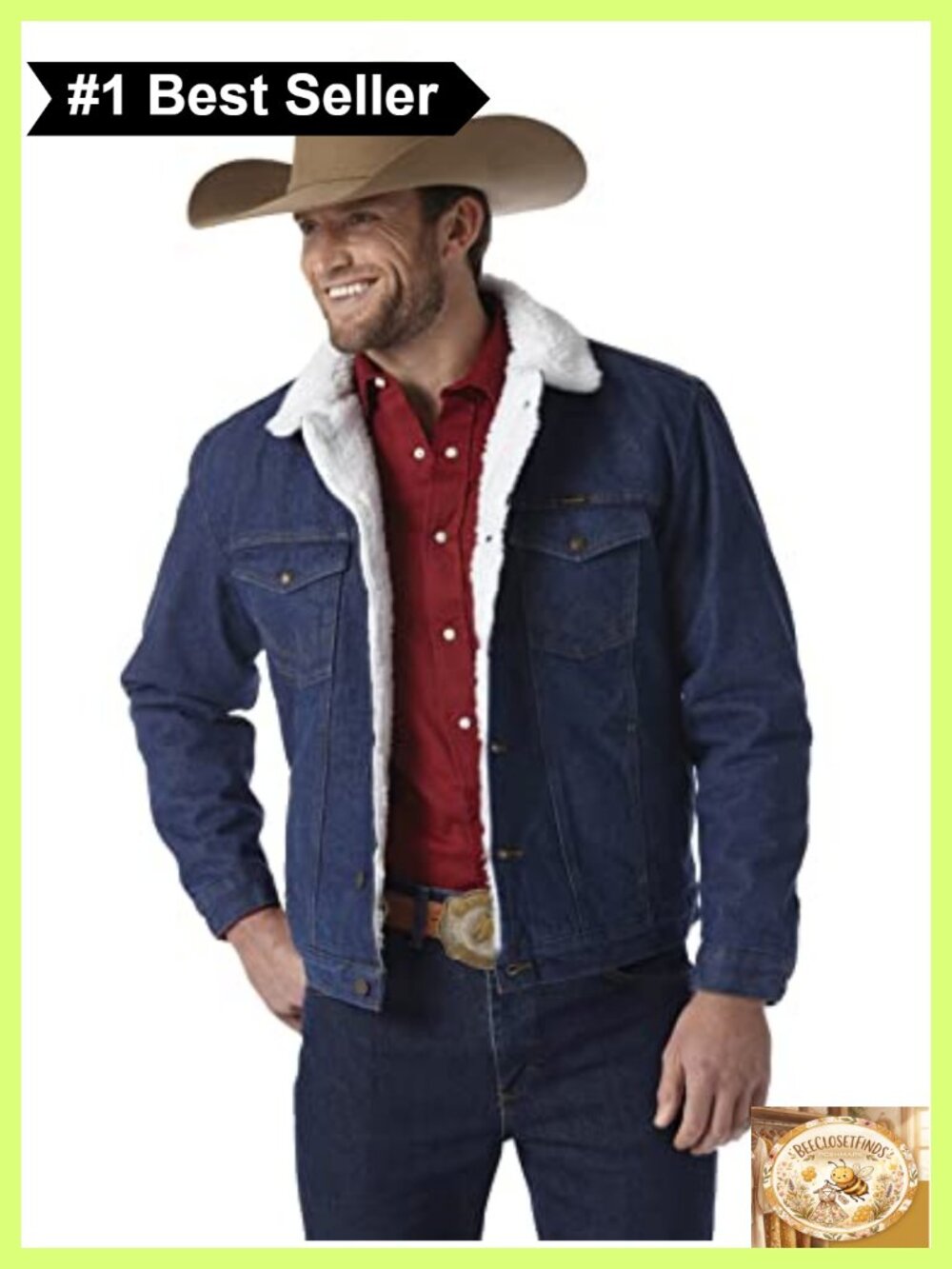 Western Lined Denim Jacket Sherpa Collar Broken Twill Button Cuffs
